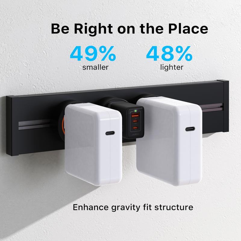 3-In-1 Fast Charger, J1611 Gan 65W Charger, 3 Ports Fast Charging Brick, JUOVI Foldable Wall Charger, Compatible with HP Spectre, Macbook Pro/Air, Dell XPS 13, Ipad Pro, Iphone 15/Pro, Galaxy S23, Apple Watch Smartphone Cellphone