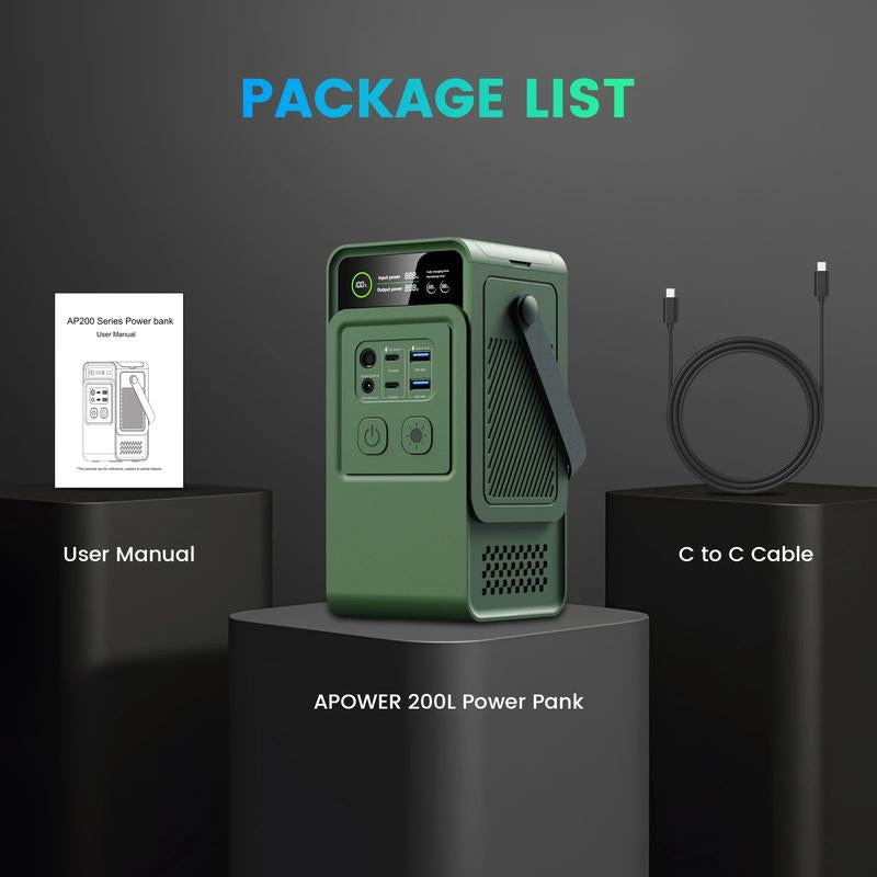 200W Power Station 192Wh Lifepo4 Battery Power Bank 60000Mah Portable Charger Battery for Outdoor Energy Storage Supply Travel Gadgets Lithium