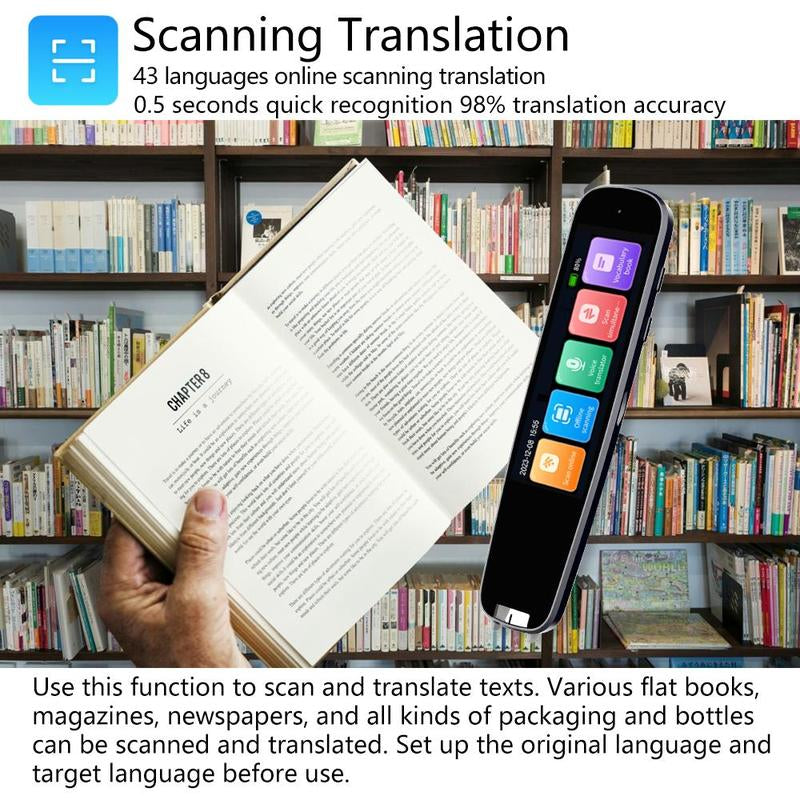 Durability 2.99 Inch HD Digital Display Translation Pen, Multi-Purpose One-Key Translation Pen, Portable Multifunctional Wireless BT Smart Translation Pen for Learning, Office, Travel, Digital Products, Traveling Gadgets