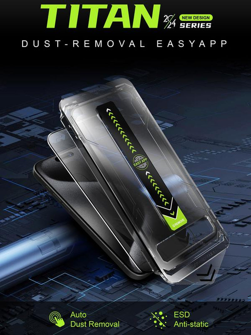 Titan Ultra Shield – Auto-Align, Dust-Proof, Anti-Static, Perfect Fit Screen Protector. for Iphone 13/13Pro/14, Iphone 13 Pro Max/14 Pro Max, Iphone 14 Pro, Iphone 15, Iphone 15 Plus, Iphone 15 Pro, Iphone 15 Pro Max