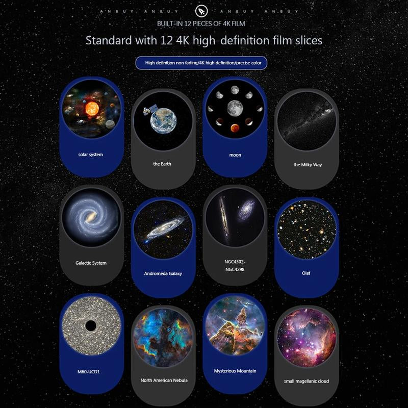 12 in 1 Celestial Galaxy Projector: USB Plug Planetarium Lamp