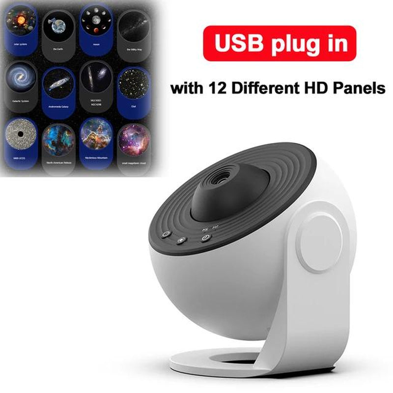12 in 1 Celestial Galaxy Projector: USB Plug Planetarium Lamp