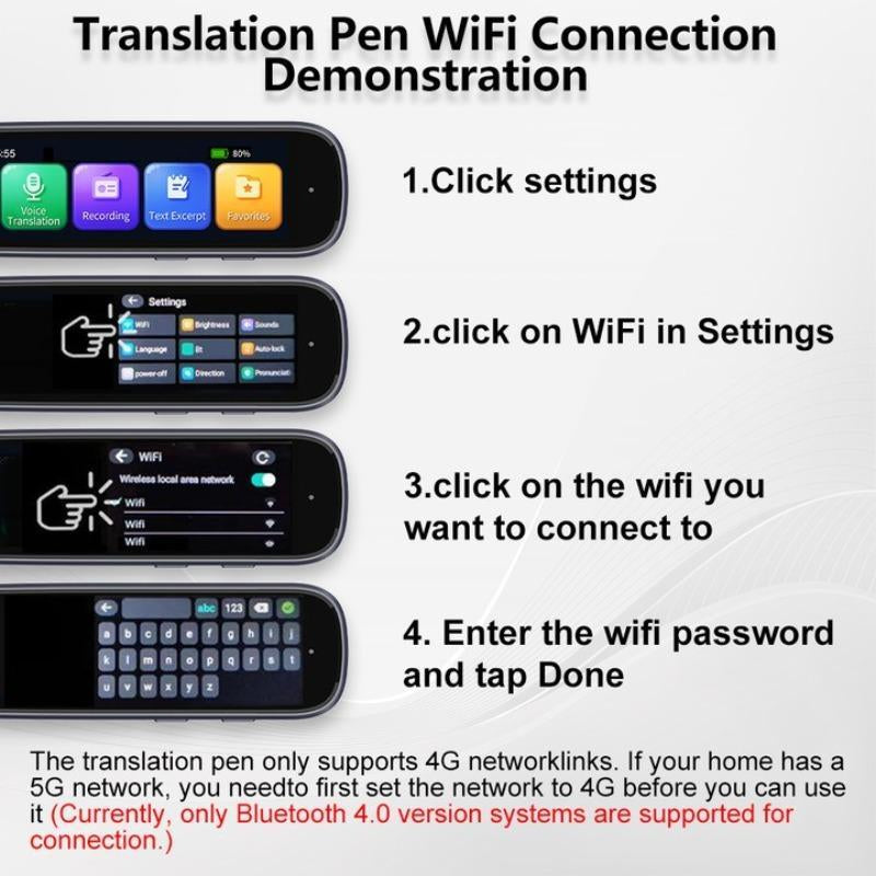 Durability 2.99 Inch HD Digital Display Translation Pen, Multi-Purpose One-Key Translation Pen, Portable Multifunctional Wireless BT Smart Translation Pen for Learning, Office, Travel, Digital Products, Traveling Gadgets