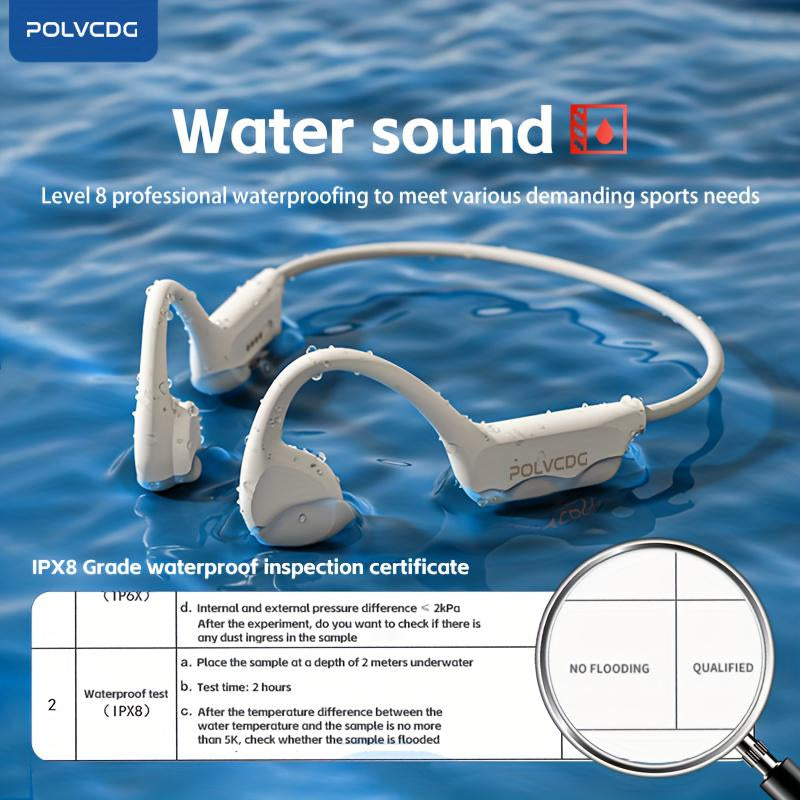 POLVCDG X7 Wireless Bone Conduction Earphones, 10H Play Time, IPX8 Waterproof, 32GB Built-In Memory, Sport Open Earphones with Volume Control, Sport Open Earphones with Volume Control, Sport Open Earphones with Volume Control