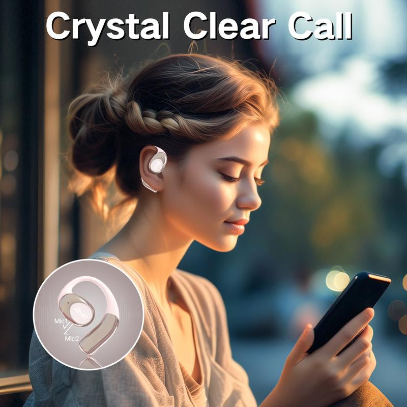 ZIHNIC S09 Open-Ear Earbuds,V5.4, IPX5 Waterproof,35Hrs Playtime,On Ear Headphones Immersive Premium Sound Long Distance Connection Headset with Charging Case Audio Electronic
