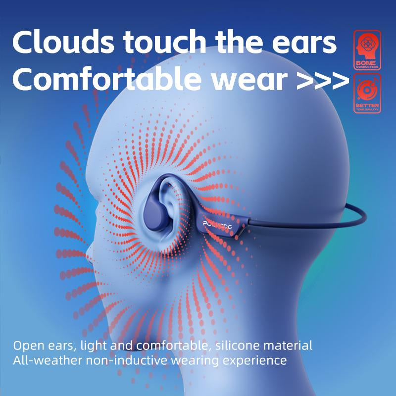 POLVCDG X7 Wireless Bone Conduction Earphones, 10H Play Time, IPX8 Waterproof, 32GB Built-In Memory, Sport Open Earphones with Volume Control, Sport Open Earphones with Volume Control, Sport Open Earphones with Volume Control