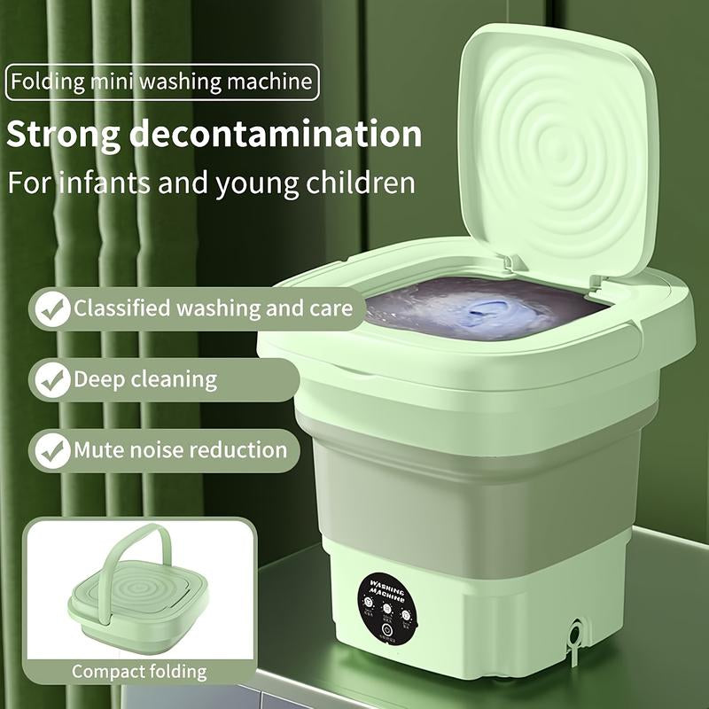 Portable Washing Machine, 8L Foldable Mini Washing Machine with Dryer for Babyclothes, Small Washing Machine with Laundry Basket for Underwear,, Socks, Pet Clothes, Small Ltems, Purple and Green