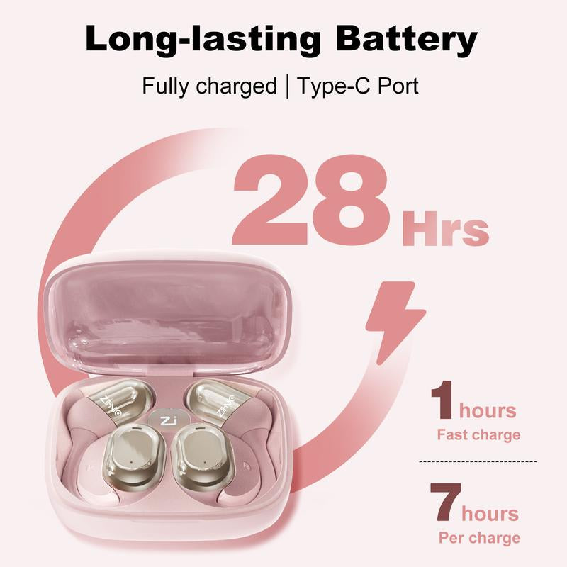 ZIHNIC ZN-S05 Wireless Open-Ear Headphone,V5.4 Earphones ,Fashionable Earbuds,Ipx5 Water Proof,Wireless Gaming Headphones,Hifi Sound Quality Music Earbuds for Gaming Travel Sports Built-In Mic,Electronic Audio&Video Product Headset