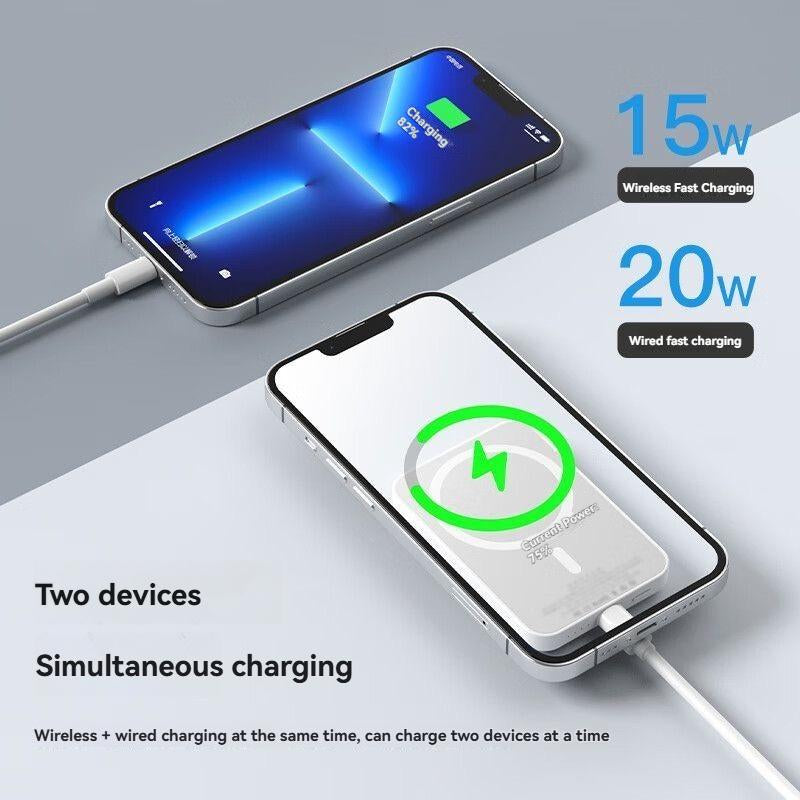 Wireless Magnetic Power Bank 5000Mah/10000Mah 25W Fast Charging Portable Charger for Iphone 12/13/14/15/16 Pro Max Mini plus USB Type-C Interface Travel Friendly Compact Design - Smartphone