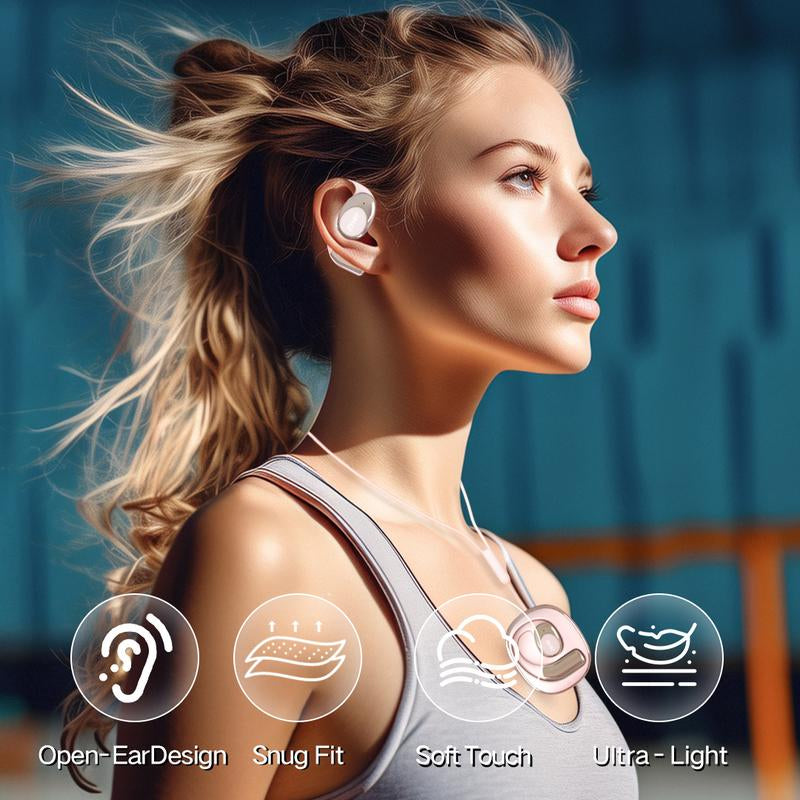 ZIHNIC S09 Open-Ear Earbuds,V5.4, IPX5 Waterproof,35Hrs Playtime,On Ear Headphones Immersive Premium Sound Long Distance Connection Headset with Charging Case Audio Electronic
