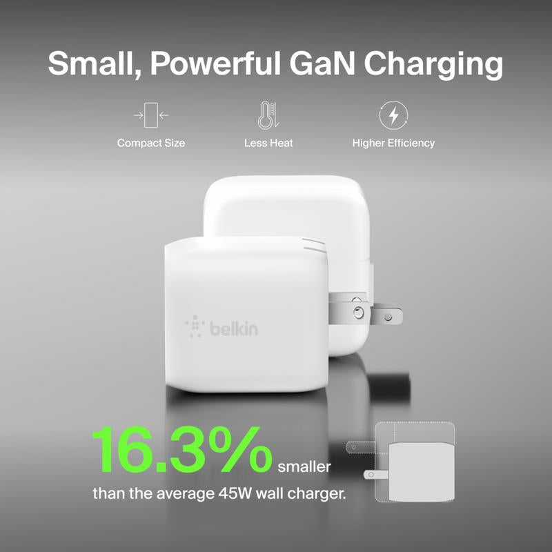 Belkin Boostcharge Pro Dual USB-C Gan Wall Charger with PPS 45W