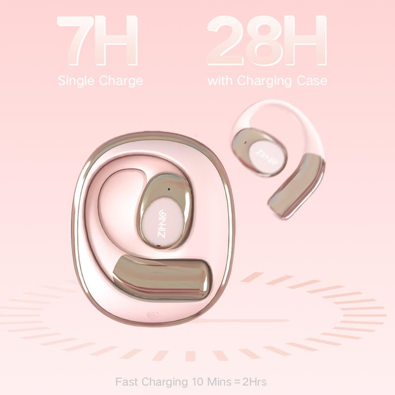 ZIHNIC S09 Open-Ear Earbuds,V5.4, IPX5 Waterproof,35Hrs Playtime,On Ear Headphones Immersive Premium Sound Long Distance Connection Headset with Charging Case Audio Electronic