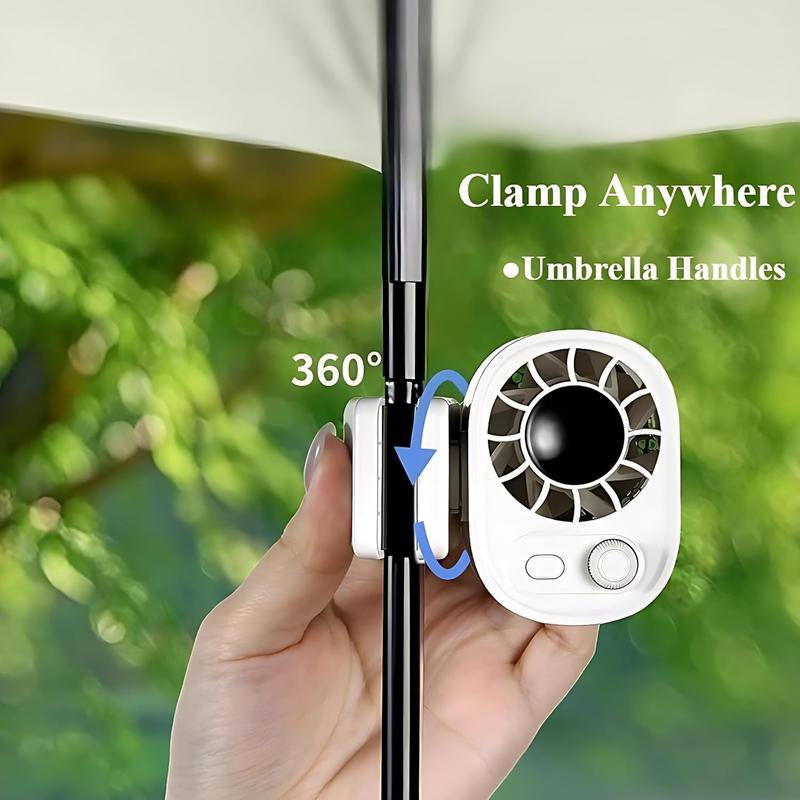 Portable USB Mini Fan Small Clip on Fan ,0-100 Speed Adjustment, Rechargeable Personal with LED Display for Umbrella,Desk,Dorm,Camping,Stroller,Golf,Gym,Beach Travel Outdoors