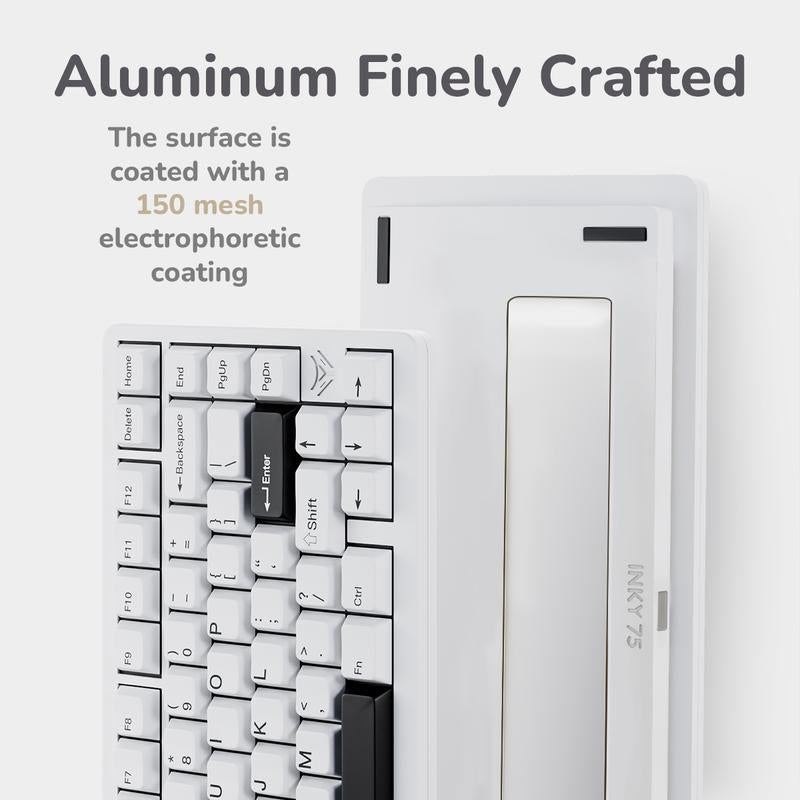 Elecfox INKY75 75% Aluminum Mechanical Keyboard with Rechargeable RGB Backlight, Keyboards & Mice Accessories, Creamy Keyboards PC Accessories