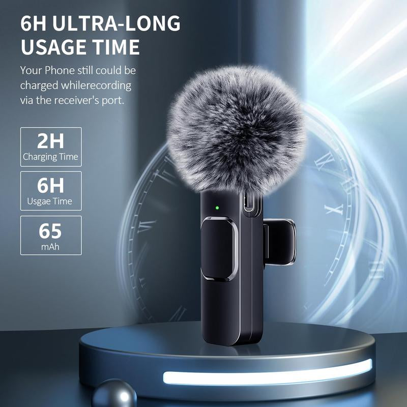 2 Pcs Wireless Lavalier Microphones for Iphone, Android, Ipad - Mini Wireless Clip-On Microphones Crystal Clear Sound Quality for Recording, Live Streaming,Vlog