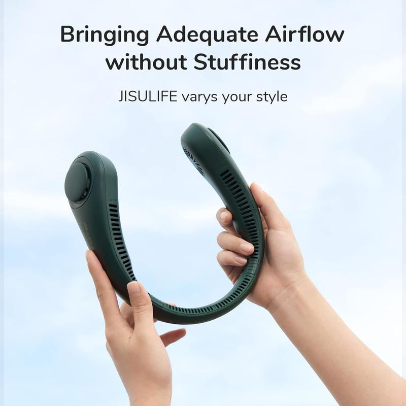 Jisulife Portable Neck Fan Hands Free Bladeless Fan 4000Mah Battery Operated Wearable Personal Fan Rechargeable 3 Speeds Gifts for Women Men
