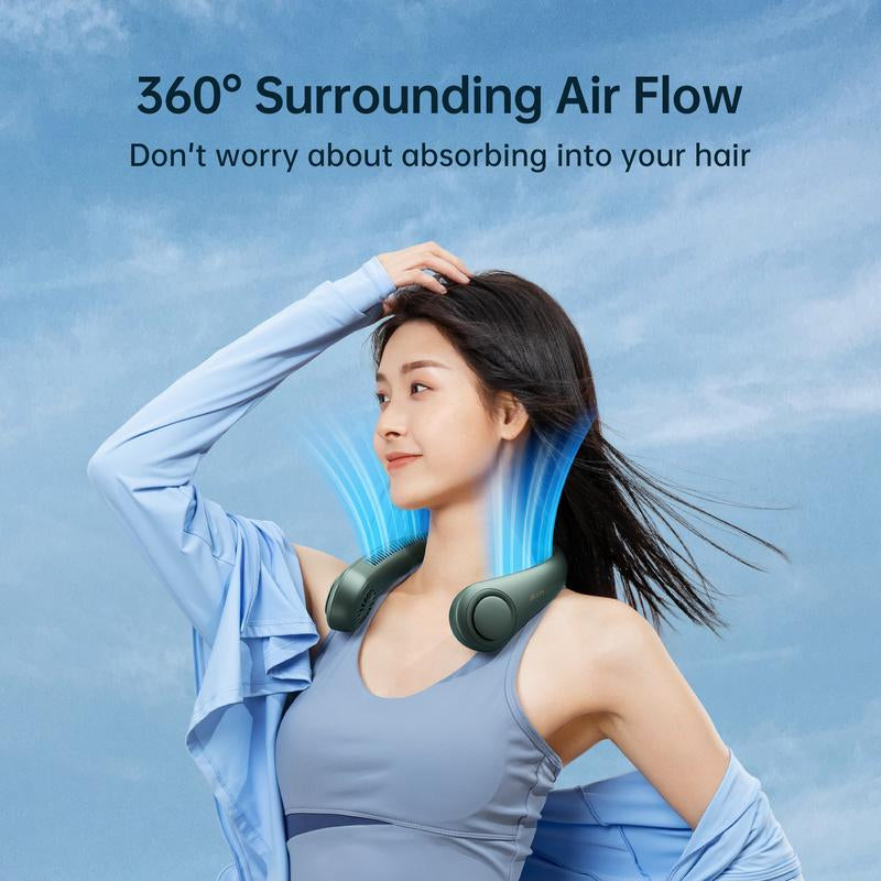 Jisulife Portable Neck Fan Hands Free Bladeless Fan 4000Mah Battery Operated Wearable Personal Fan Rechargeable 3 Speeds Gifts for Women Men