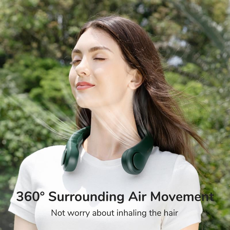 Jisulife Portable Neck Fan Hands Free Bladeless Fan 4000Mah Battery Operated Wearable Personal Fan Rechargeable 3 Speeds Gifts for Women Men
