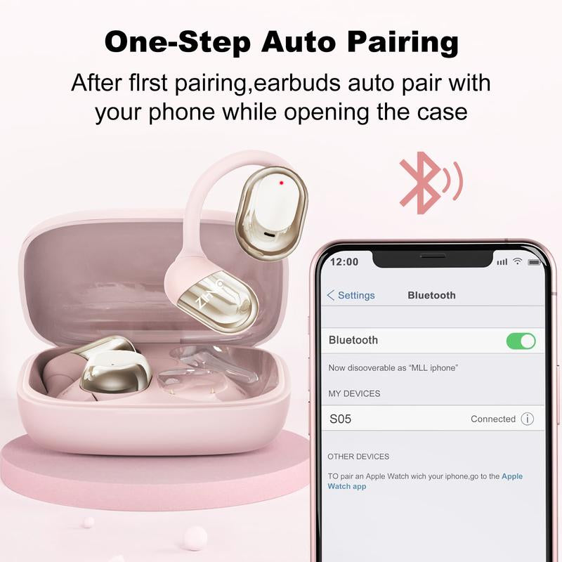 ZIHNIC ZN-S05 Wireless Open-Ear Headphone,V5.4 Earphones ,Fashionable Earbuds,Ipx5 Water Proof,Wireless Gaming Headphones,Hifi Sound Quality Music Earbuds for Gaming Travel Sports Built-In Mic,Electronic Audio&Video Product Headset