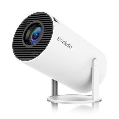 Rockdo Mini Projector, Support 4K 1080P Portable Projector with Dual Band WIFI6 5G Wireless 5.2 Bluetooth Android 11, 180° Rotatable, Auto Keystone Correction,35"-130" Screen Video Projector, the Best Gift