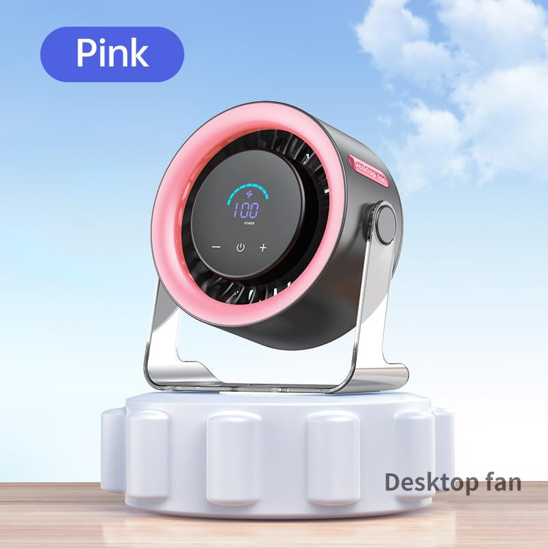 Coolhill Desktop Fan Turbo Table Fan for Office 100-Speed Digital Display Low Noise Rechargeable Battery Dual Adjustment Modes