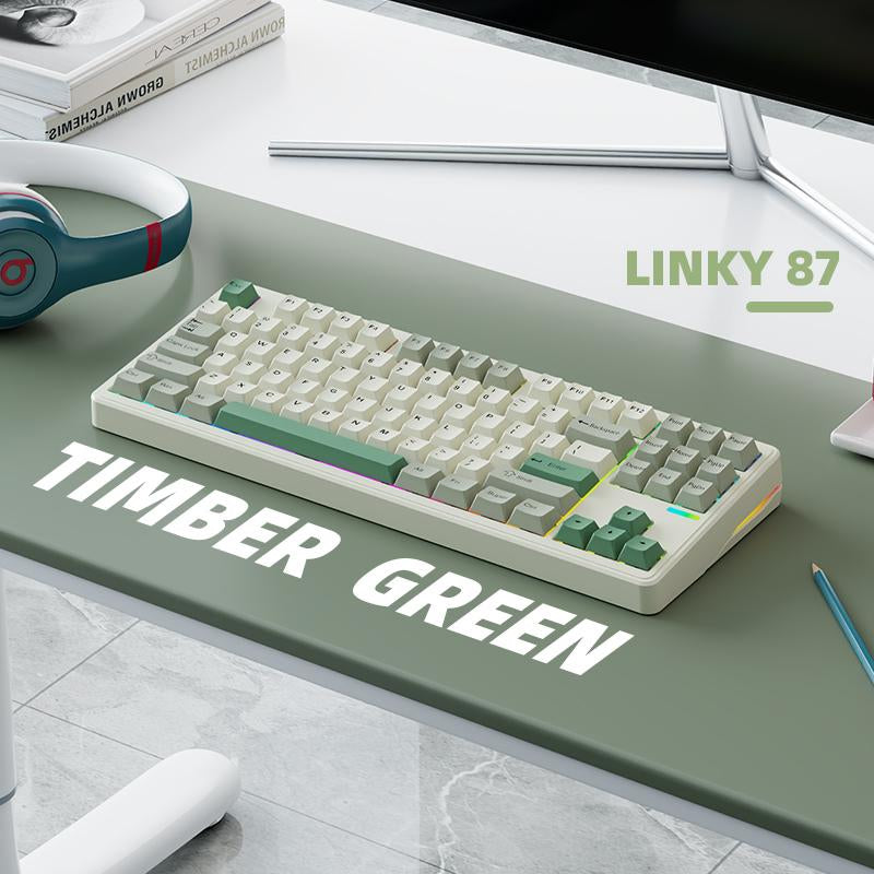 ELECFOX LINKY 87 PRO TKL Customized Mechanical Keyboard 87 Keys Wired & Wireless Bluetooth LED Gaming Keyboard