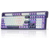 Redragon K745 PRO Wireless Gasket RGB Gaming Keyboard, 108 Keys Mechanical Keyboard W/Extra 4 Hotkeys, Hot-Swap South-Facing LED Socket, 5-Layer Noise Dampening, round PBT Keycaps, Mint Mambo Switch,Charming Purple