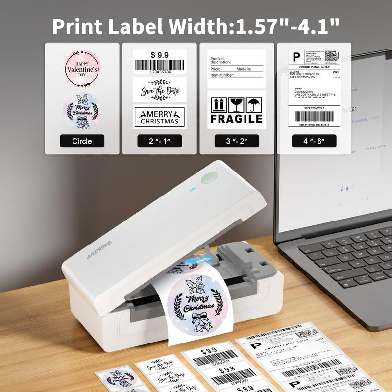 JADENS Shipping Label Printer 668BT, Bluetooth Wireless Thermal Label Printer, Compatible with Ios, Android, Windows, Mac, Chromebook, Widely Used for Etsy, Ebay, Shopify, USPS