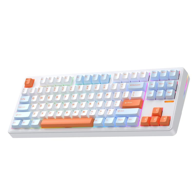 ELECFOX LINKY 87 PRO TKL Customized Mechanical Keyboard 87 Keys Wired & Wireless Bluetooth LED Gaming Keyboard