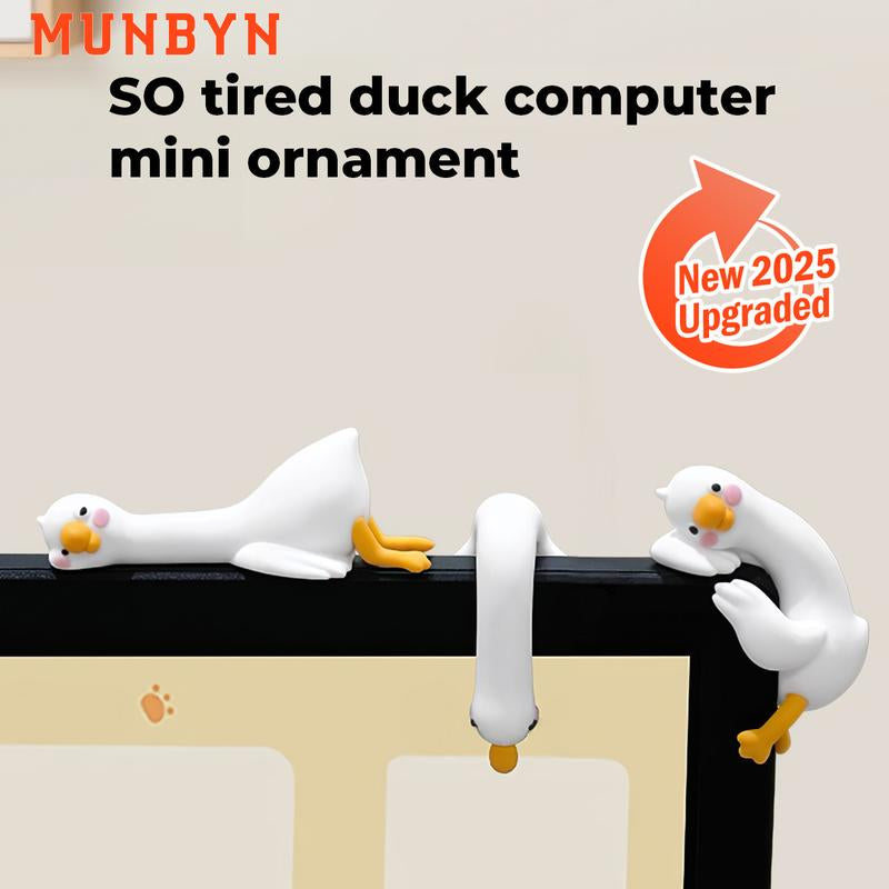 MUNBYN so Tired Lazy Duck Mini Desk Accessories 2025 New Desk Ornaments Work Partner 3Pcs/Set Perfect Desktop Decorations for Computer Screens, Office, and Home Decor Black Friday Christmas Gifts