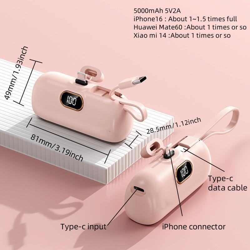 Portable Power Bank, 1Pc 5000Mah Mobile Power Bank, USB Rechargeable Hand Warmer, Small Portable Charger for Iphone 15/15 Plus/15 Pro/15 Pro Max, Airpods