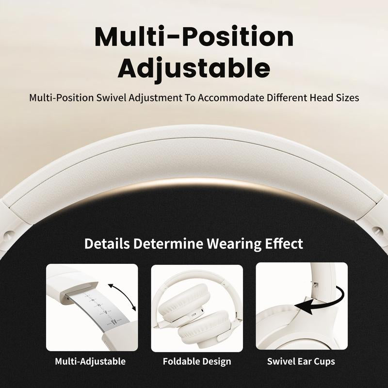 Electronic Wireless Bluetooth Headphones Over-Ear, Deep Bass Hi-Fi Stereo, 65H Playtime, Foldable Lightweight Headset with Mic for Ios/Android/Pc Headset Earbud Headphonesbluetooth Black