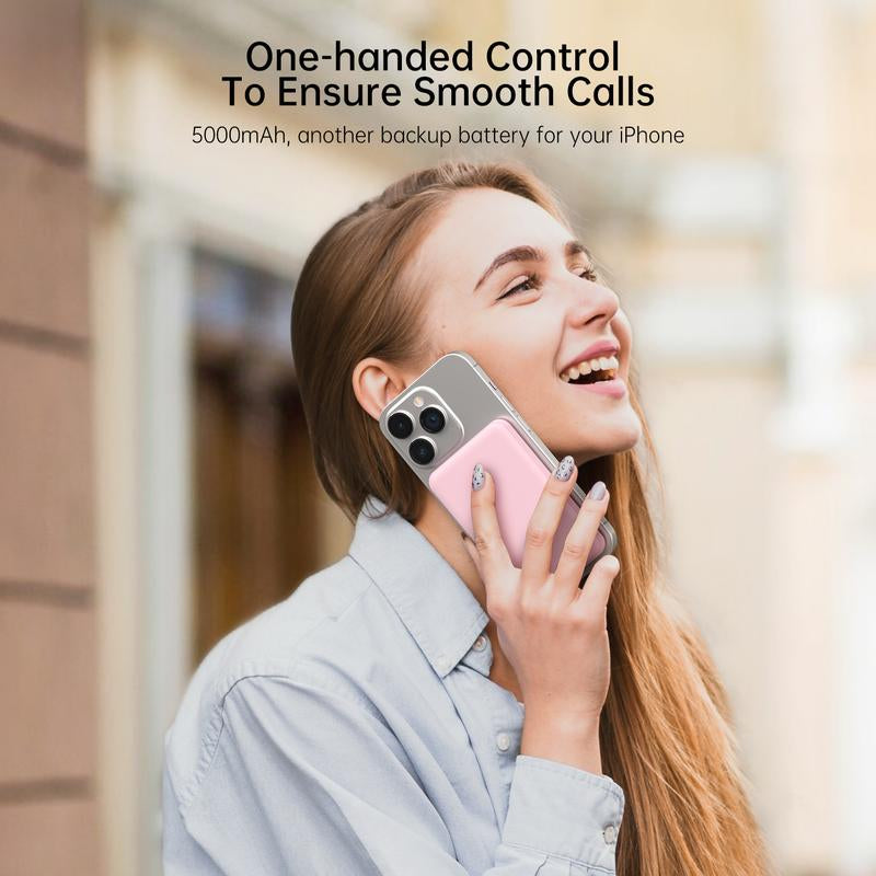 Magnetic Wireless Charging Power Bank,For Magsafe Portable Charger, 5000Mah Magnetic Power Bank, Ultra-Thin Portable,Magnetic Power Bank for Iphone 16/16 Pro/16 Pro Max, Iphone 15/14/13/12 Series