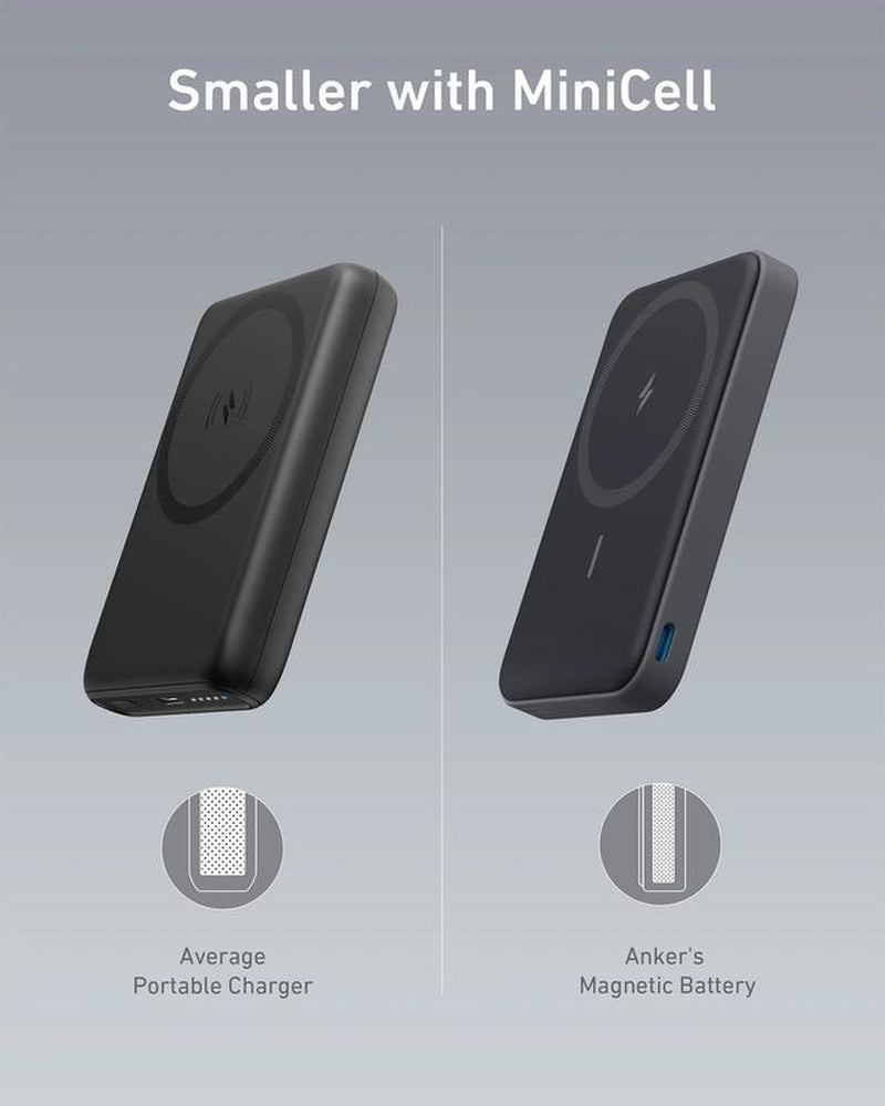 Anker Magnetic Power Bank, Built-In Foldable Stand, USB-C Port on the Side, 5,000Mah Capacity, Perfectly Compatible with Iphone 17/16/15/14/13 Series