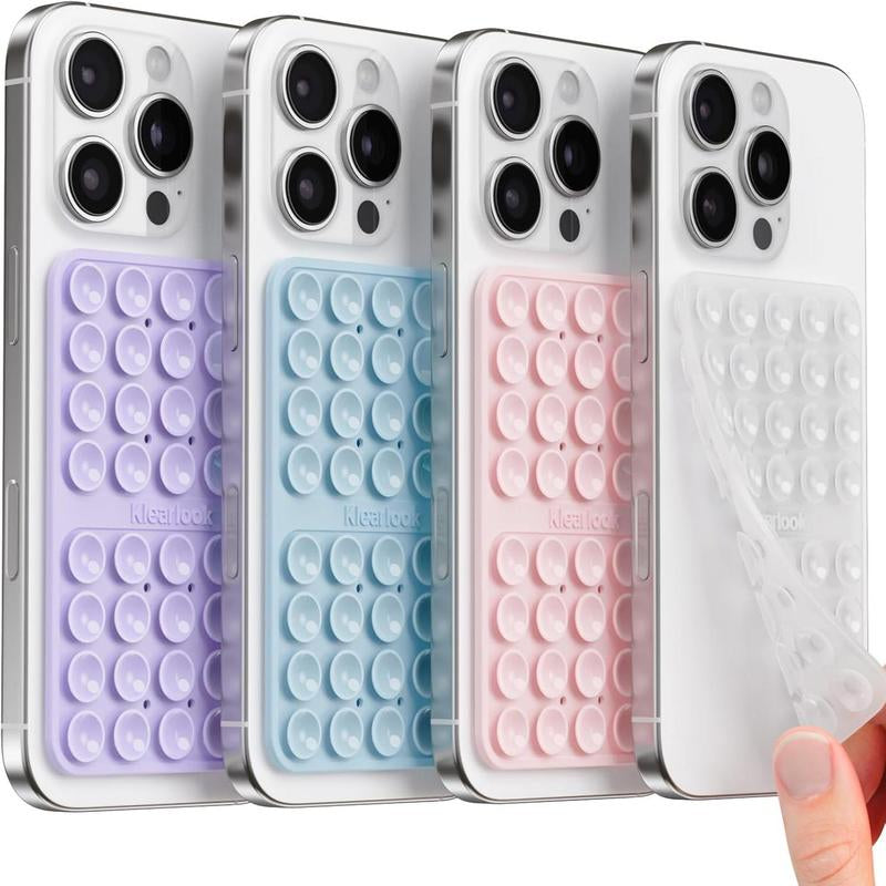 Klearlook Silicone Suction Cup Phone Case Mount Double Sided Sticky Phone Grip with Higher Suction Power for Iphone 17 Android Hands Free Phone Accessories Holder for Selfies and Videos