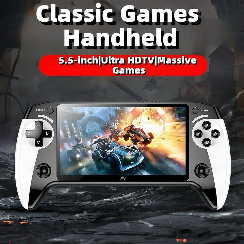 X9 Handheld Game Console, Rechargeable Portable Game Console with Built-In 10 Emulator Games, Handheld Wireless Gaming Console for Home & Travel, Protective