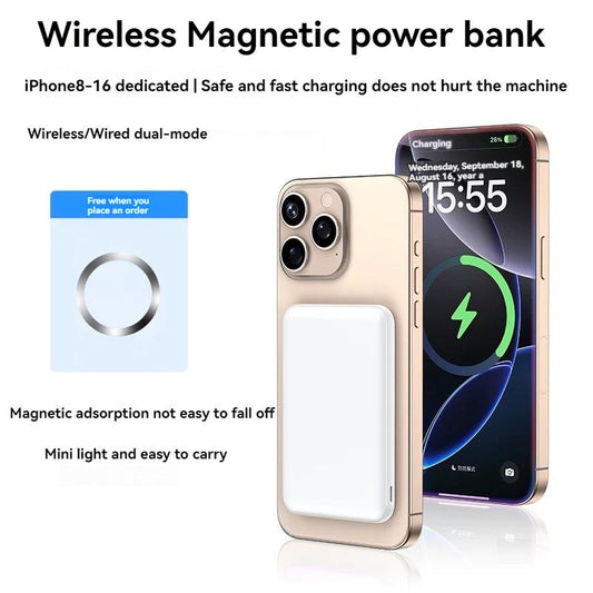 Wireless Magnetic Power Bank 5000Mah/10000Mah 25W Fast Charging Portable Charger for Iphone 12/13/14/15/16 Pro Max Mini plus USB Type-C Interface Travel Friendly Compact Design - Smartphone