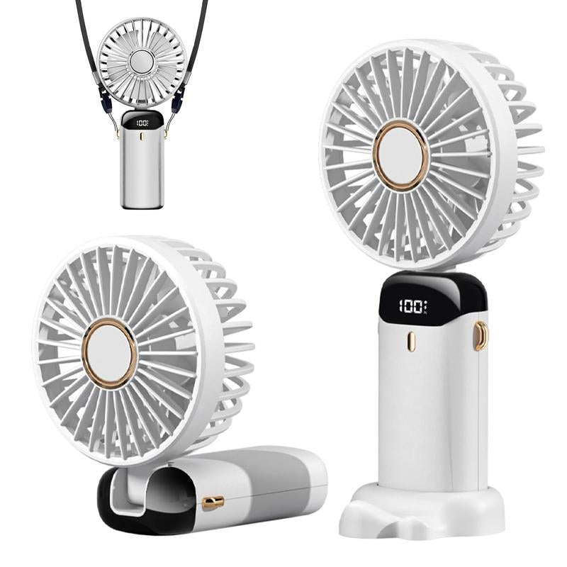 3 in 1 Hand Fan & 4000Mah Portable Fan,Mini, Foldableusb Rechargeable, Ldeal for Travel & Outdoor and Summer