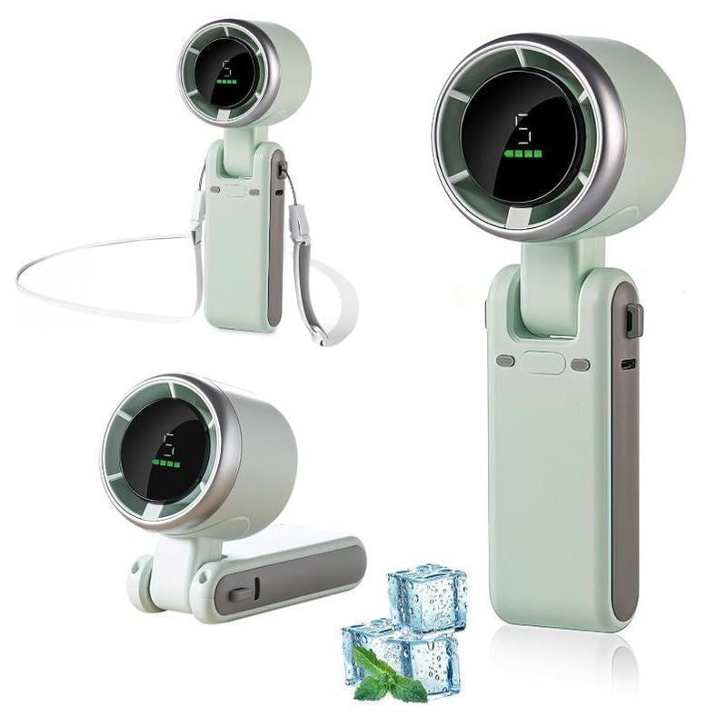 【Firesale&Freeship】2025 Popular Portable Handheld Turbo Fan, 5 Gear Wind,Up to 6 Working Hours, 3 in 1 Hand Fan Rechargeable with Air Turbo Tech Cooling Fan for Outdoor Activities, Travel, Working