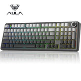 AULA F99 Pro Wireless Mechanical Keyboard with Knob,Tri-Mode Bt5.0/Usb-C/2.4Ghz Hot Swappable Keyboard,Pre-Lubed Switches,Gasket Structure,Rgb Backlit Computer Gaming Keyboard (White&Blue&Purple)
