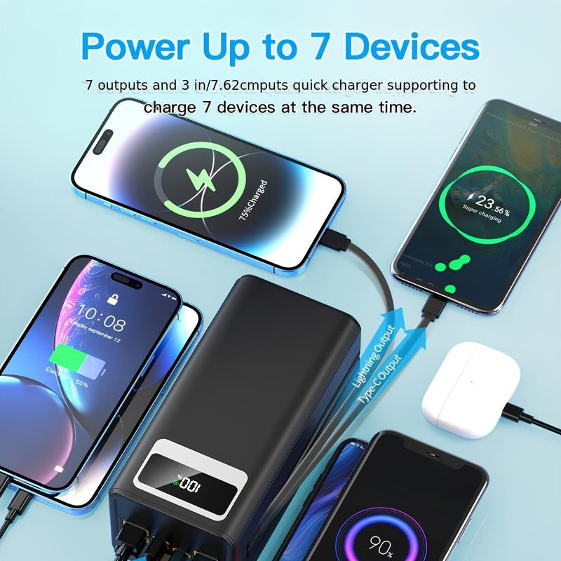 30000Mah/50000Mah Power Bank, Capacity Portable Charger with Digital Display , Fast Charging up to 22.5W, Used for Outdoor, Camping, Travel,Snug Power Bank Power Bank Black Phone Smartphone Chargeable Electronics Accessories