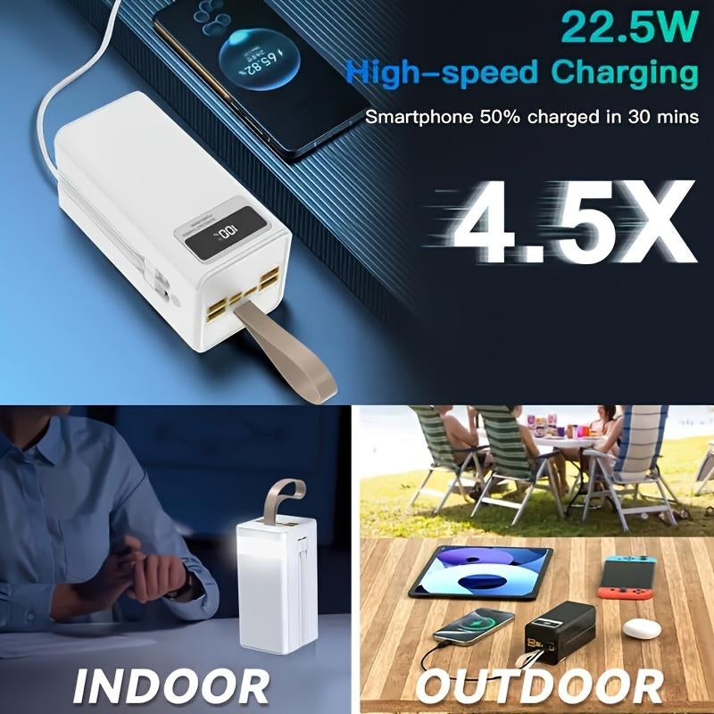 30000Mah/50000Mah Power Bank, Capacity Portable Charger with Digital Display , Fast Charging up to 22.5W, Used for Outdoor, Camping, Travel,Snug Power Bank Power Bank Black Phone Smartphone Chargeable Electronics Accessories