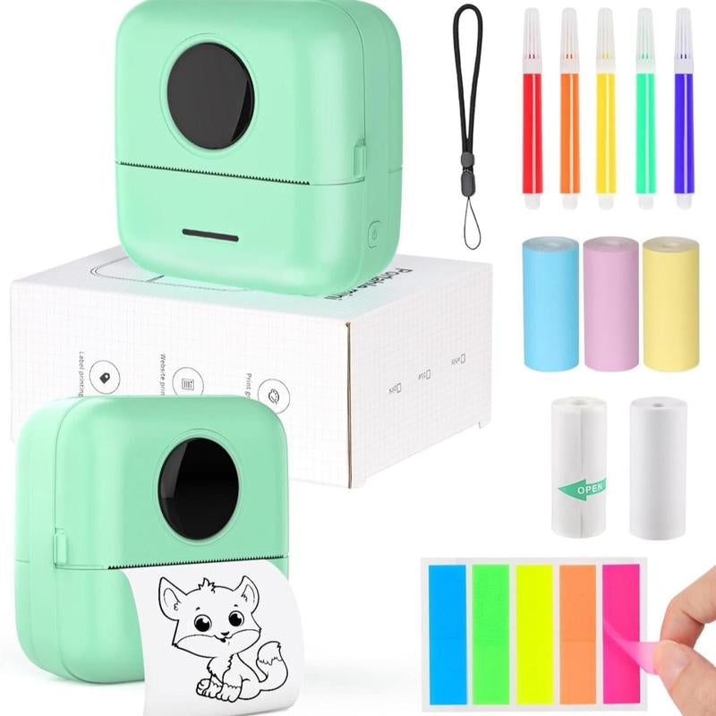 Cre8Tive Concepts Boutique Portable Bluetooth Mini Pocket Printer with 5 Thermal Paper, 5 Color Pens & 75 Sticky Marking Paper