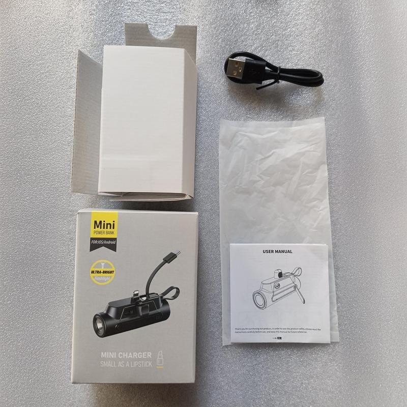 Portable Power Bank, 1 Count 5000Mah Mini Power Bank with Built-In USB-C Cable & Phone Holder, Fast Charging Power Bank for Iphone Samsung Android, Charger Connector, Battery Rechargeable, Electronics Accessories