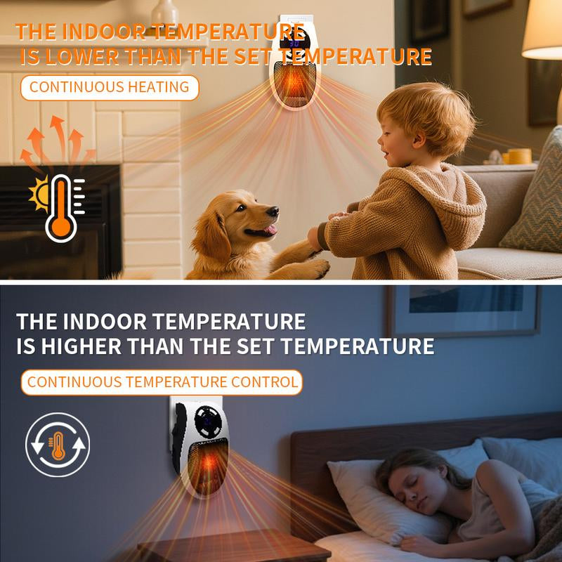 Portable Convection Fan Ceramic Heater Power-Off Protection & 2-Speed Settings for Living Rooms Bedrooms Study Rooms