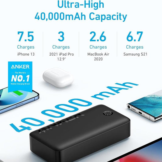 Anker Power Bank 40,000Mah 30W USB-C High-Speed Battery Pack, for Macbook, Iphone 15/14/13/12 Series, Samsung Galaxy, Ipad, Travel Gadgets, and More