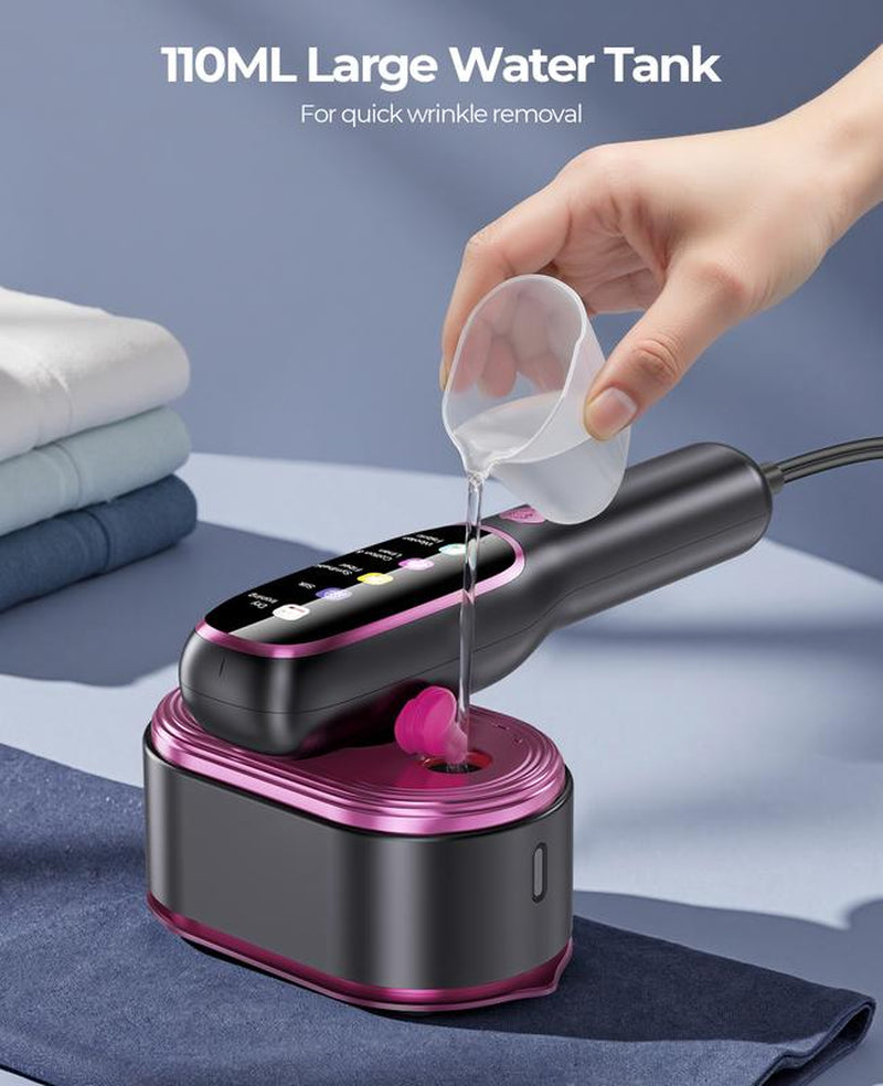 YOZLNFO Garment Steamer for Clothes, Portable Travel Clothing Steamer Iron, 5 Modes with LED Display, 15S Fast Heating, 2-In-1 Steamer & Iron, Gift for Home & Trip