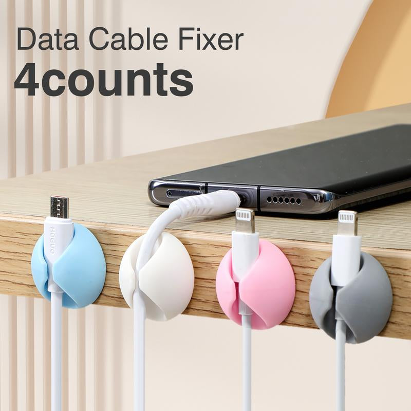 4 Counts Convenient Cable Clips, Ultra-Adhesive Compact Cable Holders for Cord Organization, Wire Holders for Organizing Power Cables, Phone Chargers, USB Cables