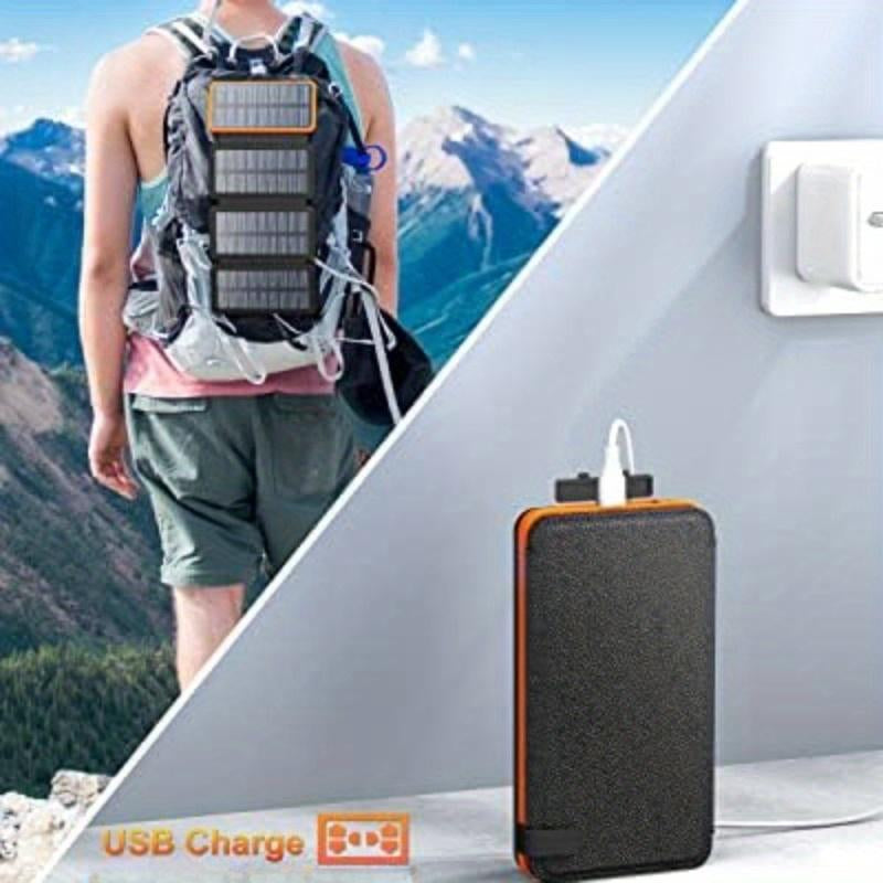 Solar Powered Power Bank, Portable Solar Phone Charger with Foldable Solar Panels, 20000Mah High Capacity Solar Power Bank for Smart Phones, Tablets