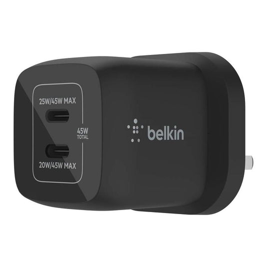 Belkin Boostcharge Pro Dual USB-C Gan Wall Charger with PPS 45W